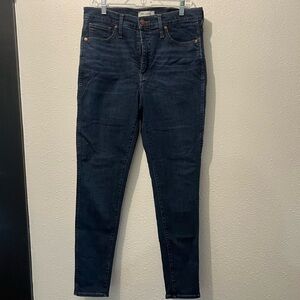 Madewell 31T 10” high rise skinny dark blue jeans
